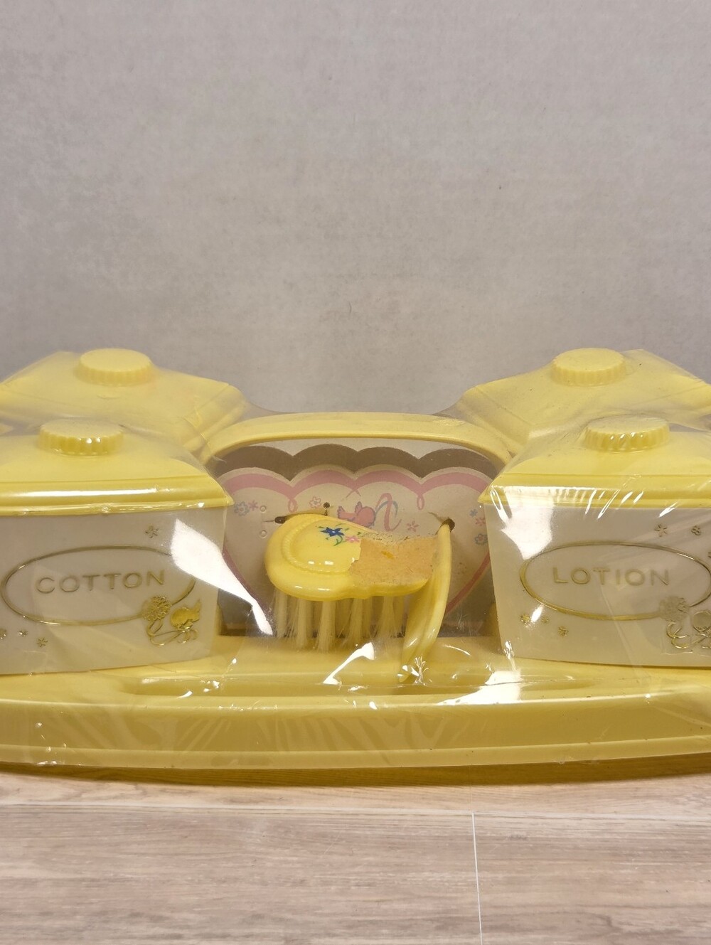 vintage Sanitoy plastic nursery vanity tray set